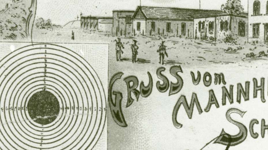 Postkarte mit Grüssen vom Mannheimer Schützenhaus