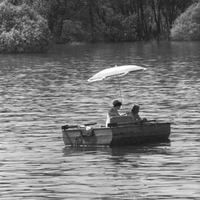 Angler auf dem Rhein 1983
