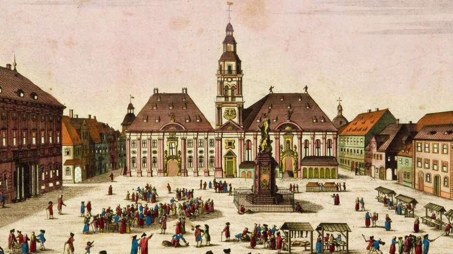 Marktszene aus dem 18. Jahrhundert (Detailansicht)