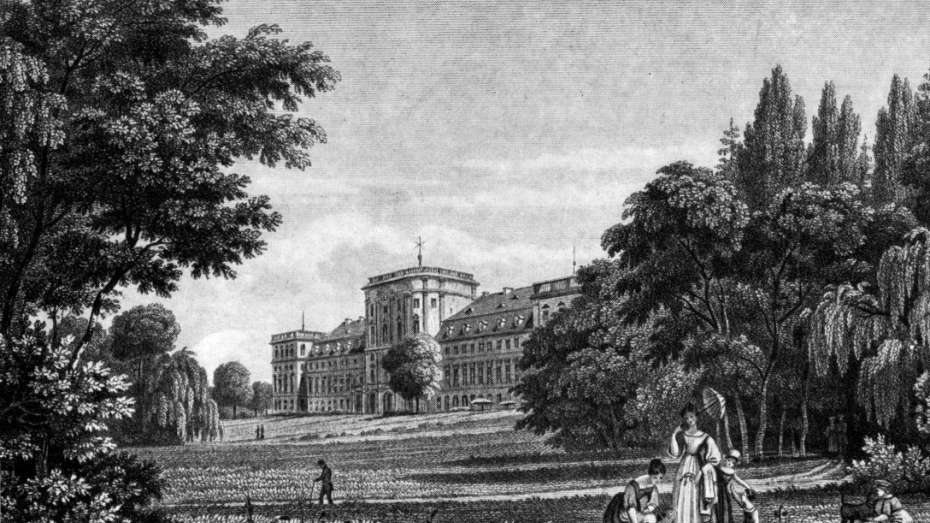 Darstellung des Schlosses mit Schlossgarten von ca. 1800