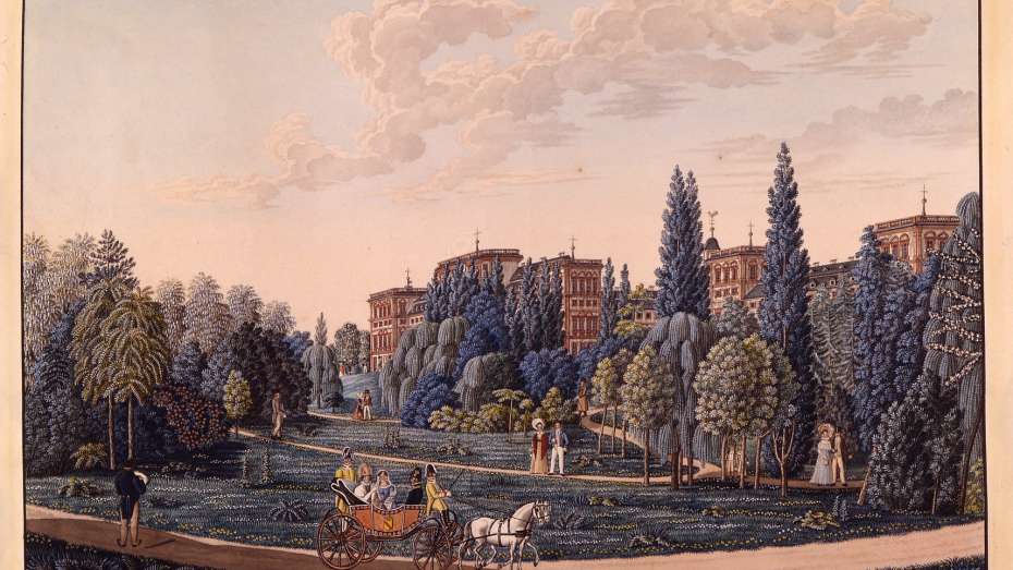 Der Mannheimer Schlosspark, 1819. Aquarell von J.P. Karg. Reiß-Engelhorn-Museen