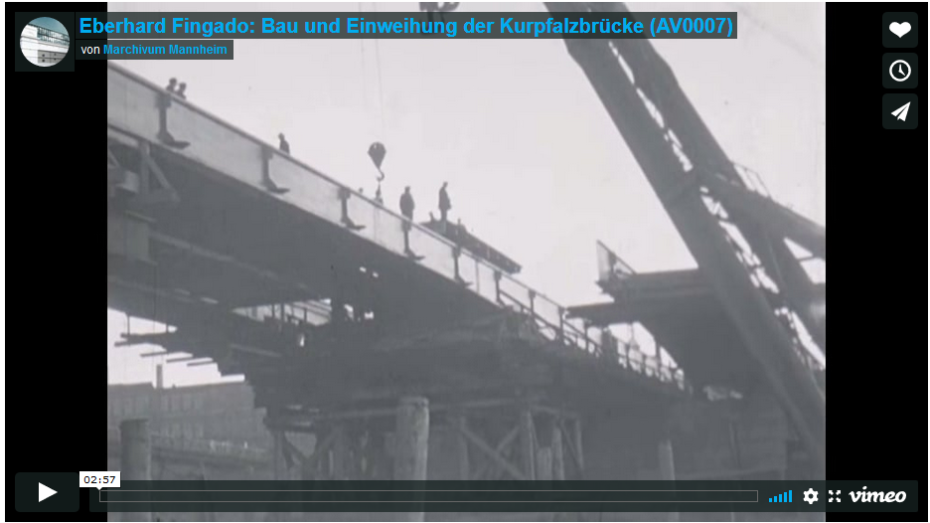 Screenshot Fingado, Bau und Einweihung der Kurpfalzbrücke