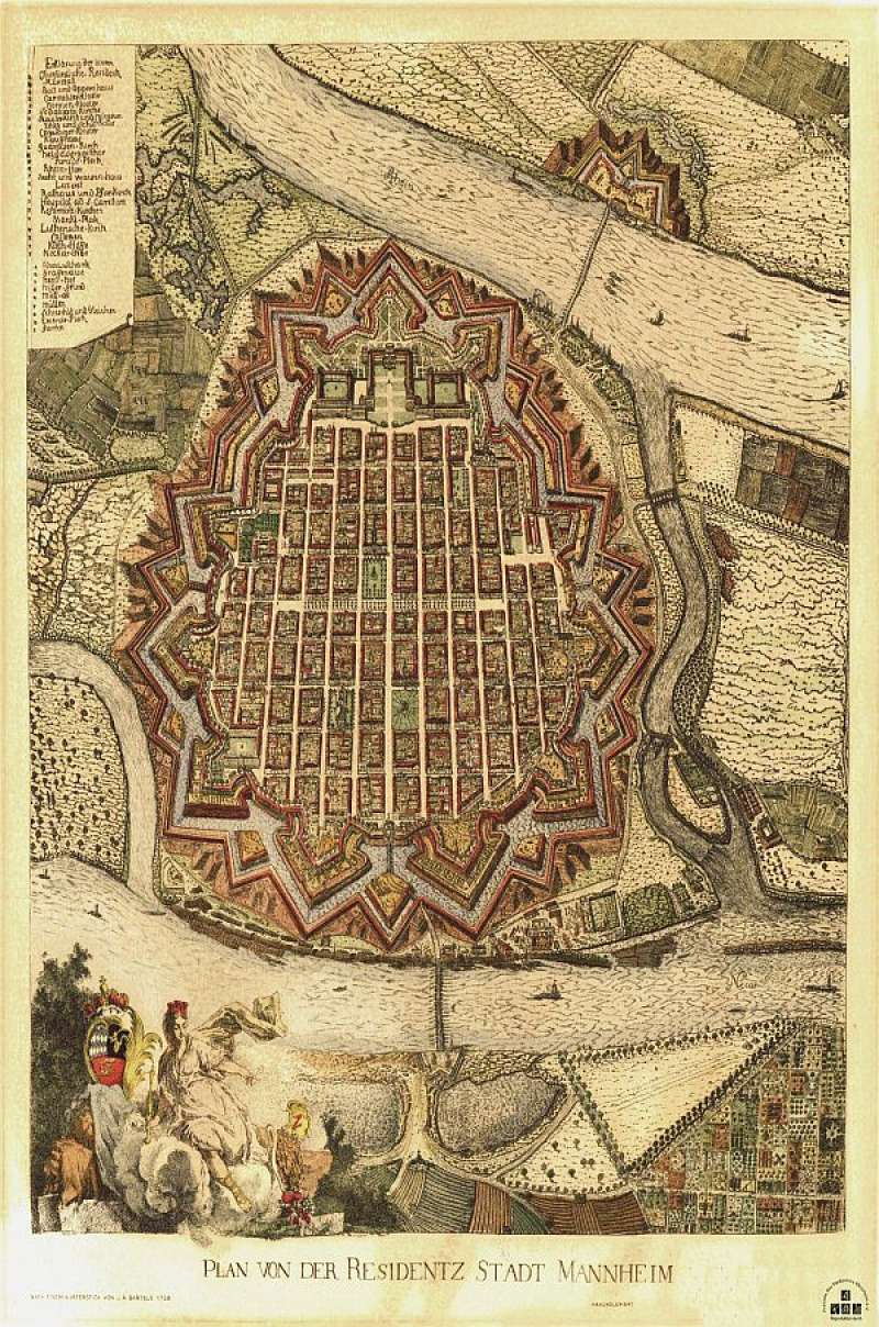 Abbildung: Plan der Residenzstadt Mannheim im Jahr 1758