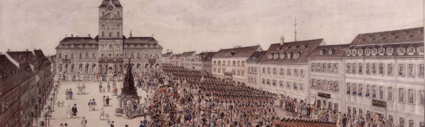 Parade anlässlich des Geburtstags des bayerischen Königs Maximilian I. Joseph, 27.5.1815