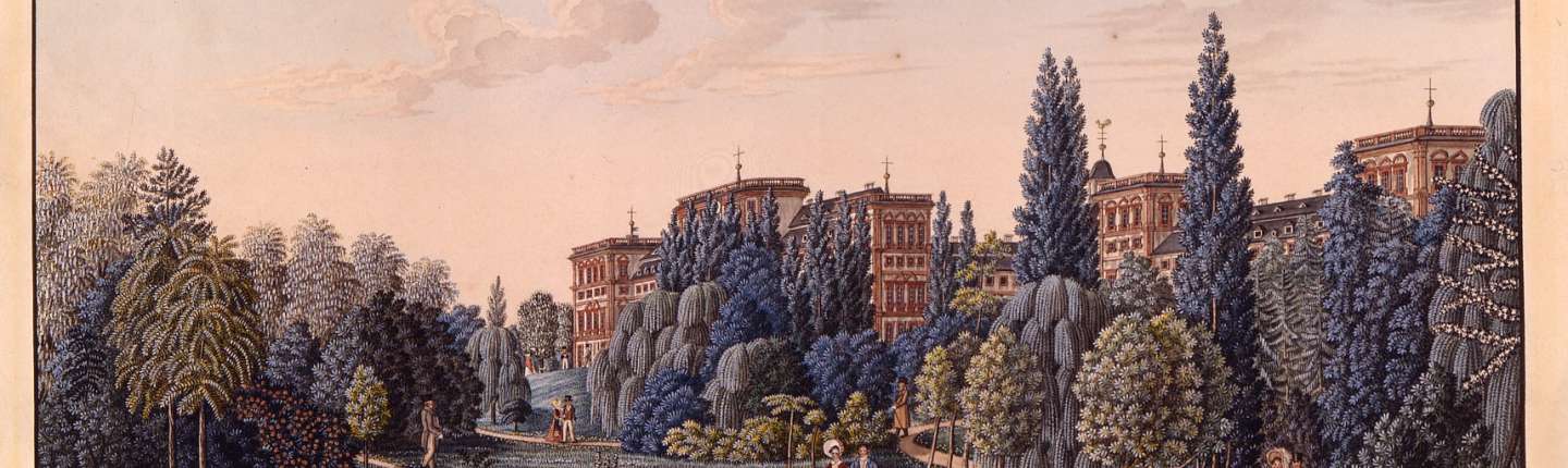 Der Mannheimer Schlosspark, 1819. Aquarell von J.P. Karg. Reiß-Engelhorn-Museen