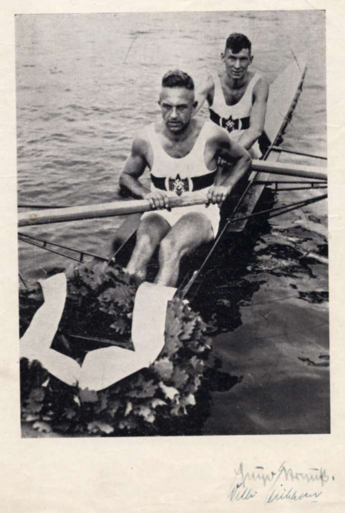 Willi Eichhorn und Hugo Strauß beim Rudern 1936