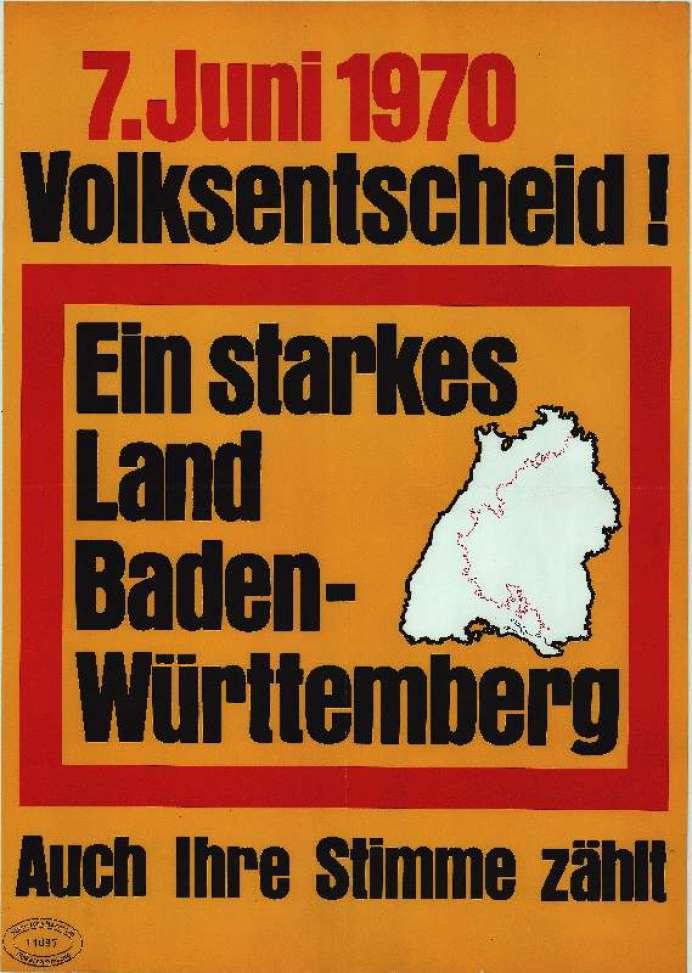 Plakat zuM Volksentscheid: Ein starkes Land Baden-Württemberg