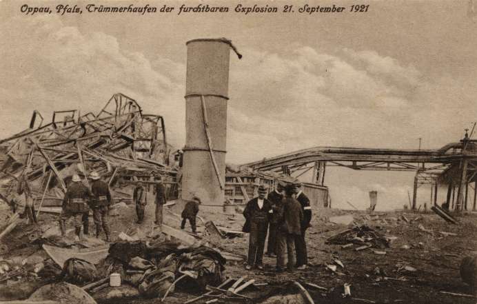 Postkarte Explosion Oppau 1921, NL Josef Hofmann