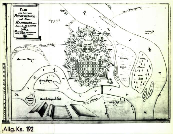 Plan der Festung Fridrichsburg und Stadt Mannheim, 1688