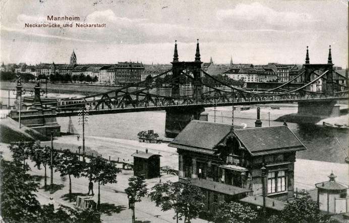 Mannheim Neckarbrücke und Neckarstadt, 1910