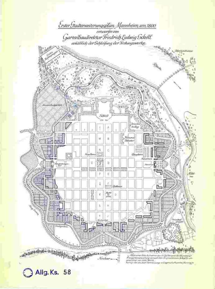 Erster Stadterweiterungsplan, Mannheim um 1800.