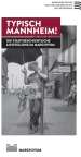 Cover des Folders zur Stadtgeschichtlichen Ausstellung, auf dem ein Mann zu sehen ist der im Hochsommer 1953 einen Regenschirm aufgespannt hat