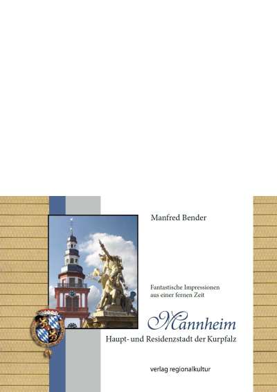 Cover-Abbildung:Buchumschlag des Impressionenbandes von Manfred Bender. Die Spitze der Kirche am Marktplatz im Hintergrund der Skulptur.