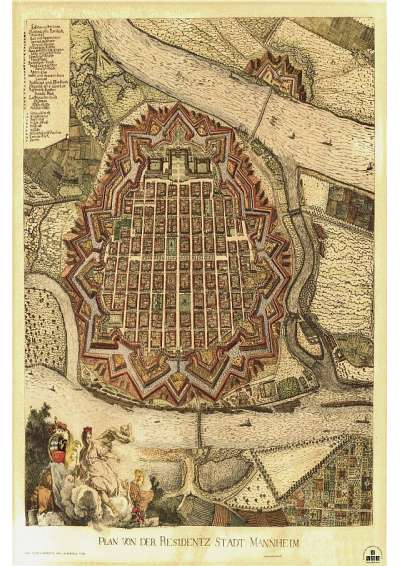Abbildung: Plan der Residenzstadt Mannheim im Jahr 1758