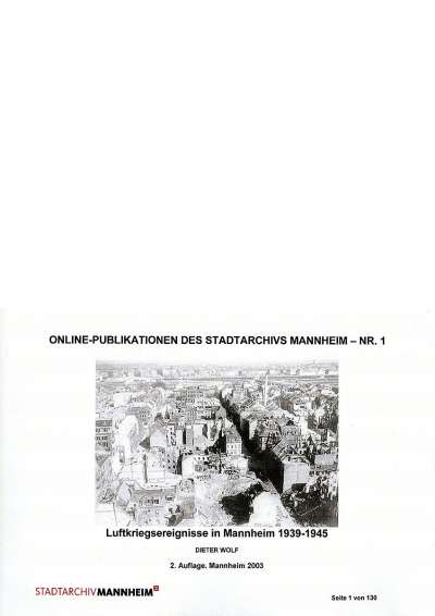 Cover-Abbildung:Luftkriegsereignisse in Mannheim