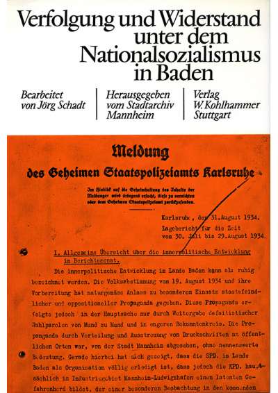 Cover-Abbildung:Verfolgung und Widerstand unter dem Nationalsozialismus in Baden